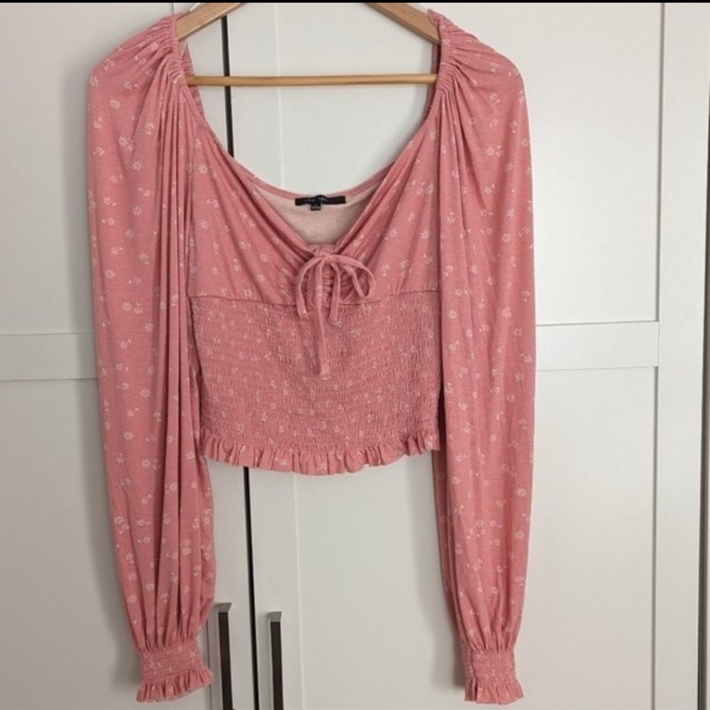 Love Tree Pink/Peach Floral Crop Top